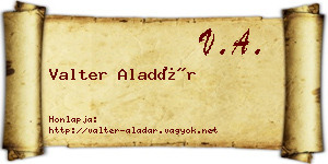 Valter Aladár névjegykártya